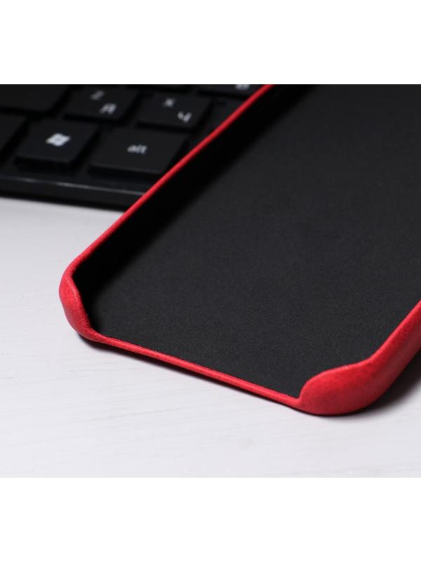 Чехол LuazON для iPhone 12/12 Pro, с отсеком под карты, кожзам, красный