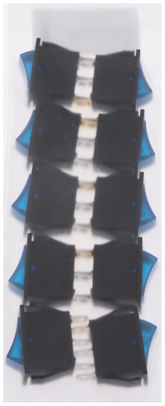 Клавишный выключатель, 250 В, 15 А, ON-OFF, 3с, синий, с подсветкой, наб 10 ш.