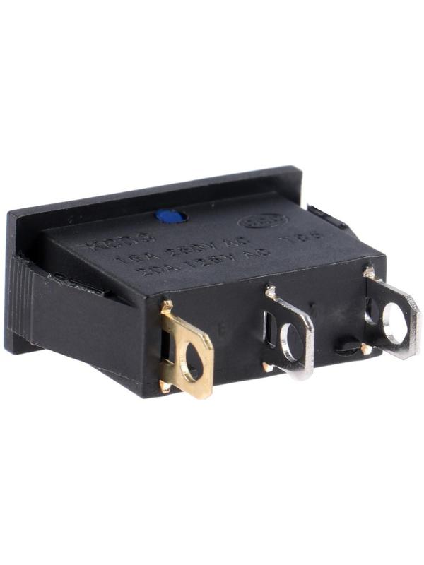 Клавишный выключатель, 250 В, 15 А, ON-OFF, 3с, синий, с подсветкой, наб 10 ш.