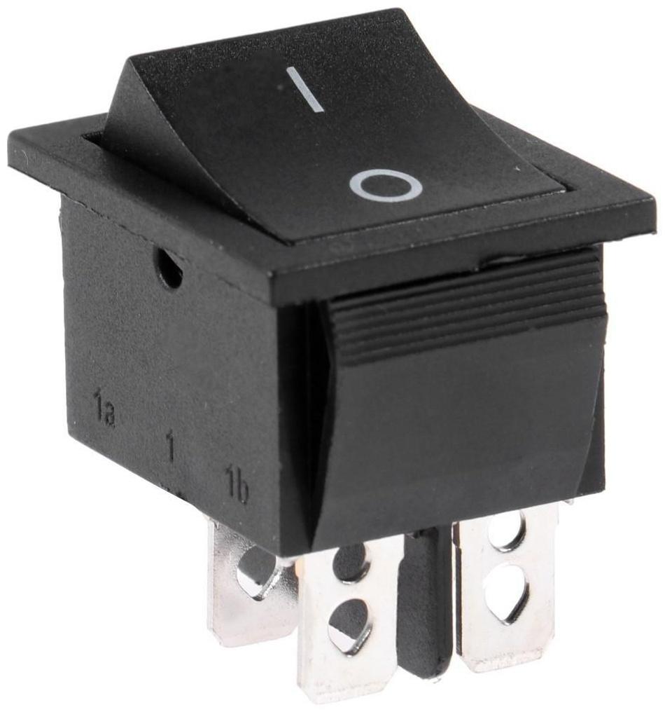 Клавишный выключатель, 250 В, 15 А, ON-OFF, 4c, черный, наб 10 ш.