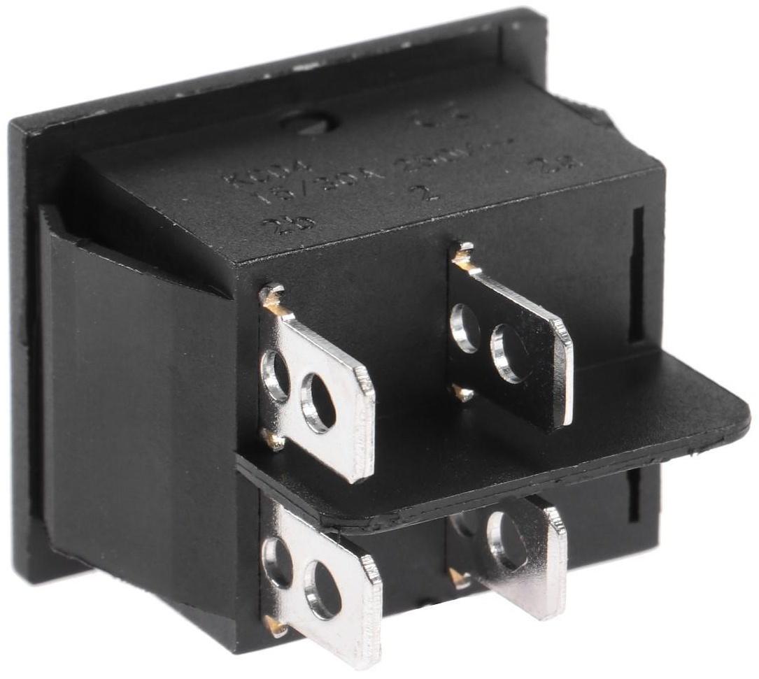 Клавишный выключатель, 250 В, 15 А, ON-OFF, 4c, черный, наб 10 ш.