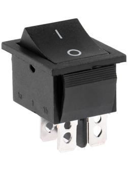Клавишный выключатель, 250 В, 15 А, ON-OFF, 4c, черный, наб 10 ш.