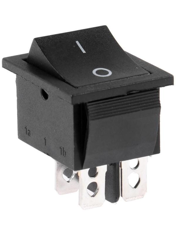 Клавишный выключатель, 250 В, 15 А, ON-OFF, 4c, черный, наб 10 ш.