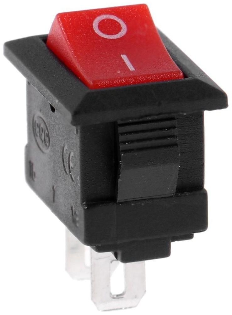 Клавишный выключатель, 250 В, 3 А, ON-OFF, 2c, красный, наб 10 ш.