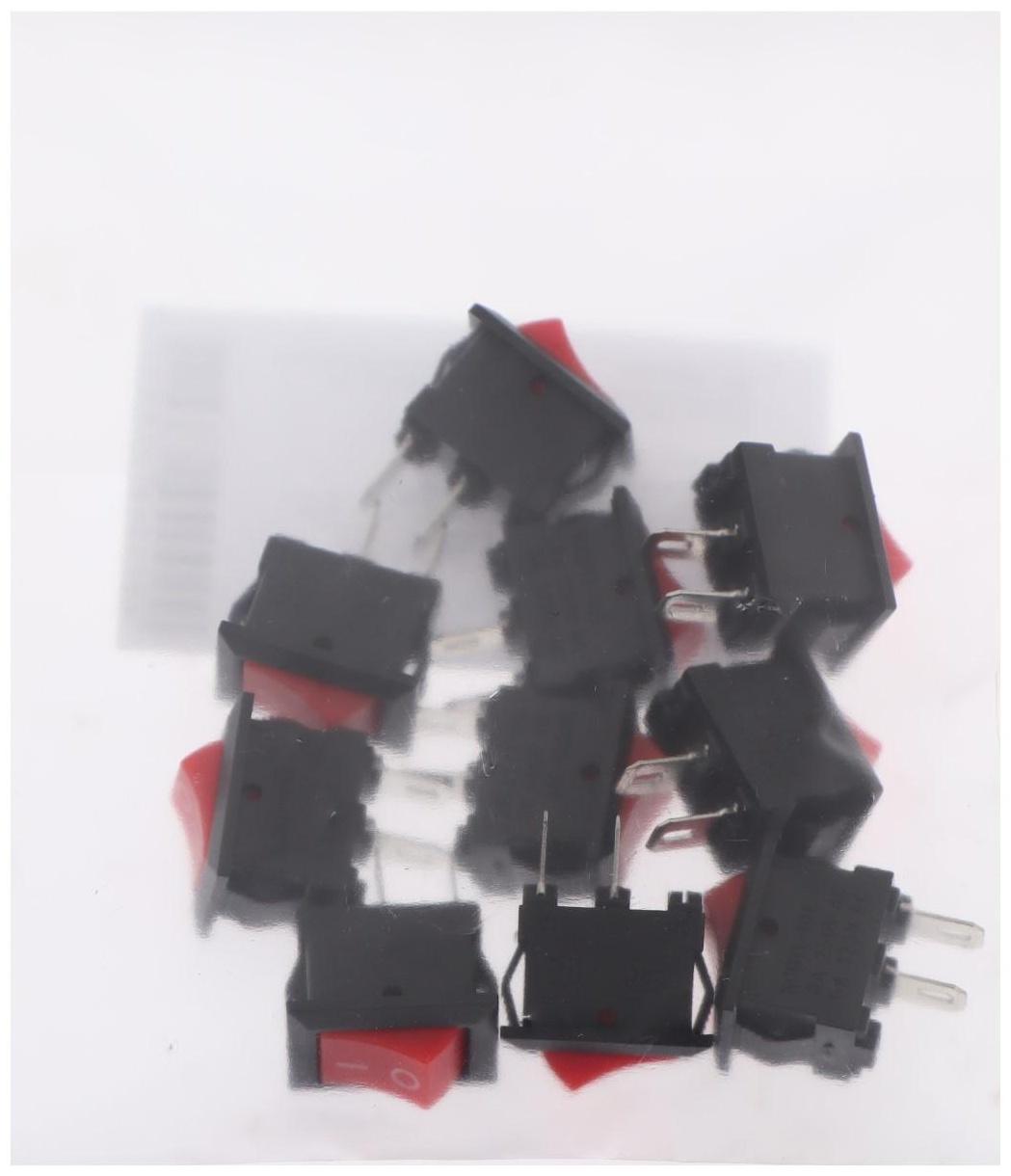 Клавишный выключатель, 250 В, 3 А, ON-OFF, 2c, красный, наб 10 ш.