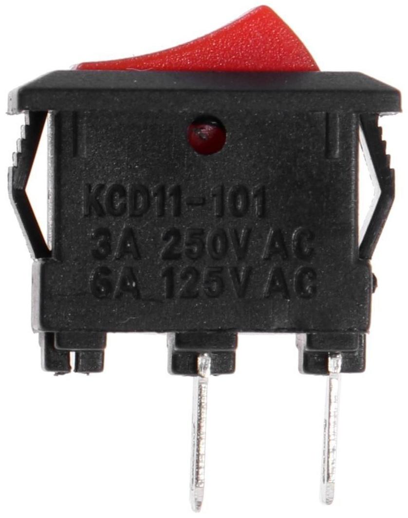 Клавишный выключатель, 250 В, 3 А, ON-OFF, 2c, красный, наб 10 ш.