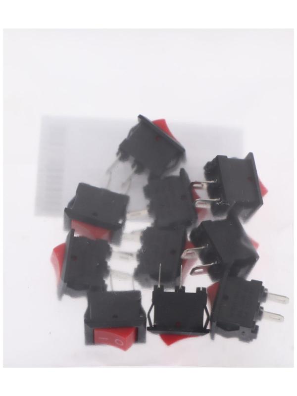Клавишный выключатель, 250 В, 3 А, ON-OFF, 2c, красный, наб 10 ш.