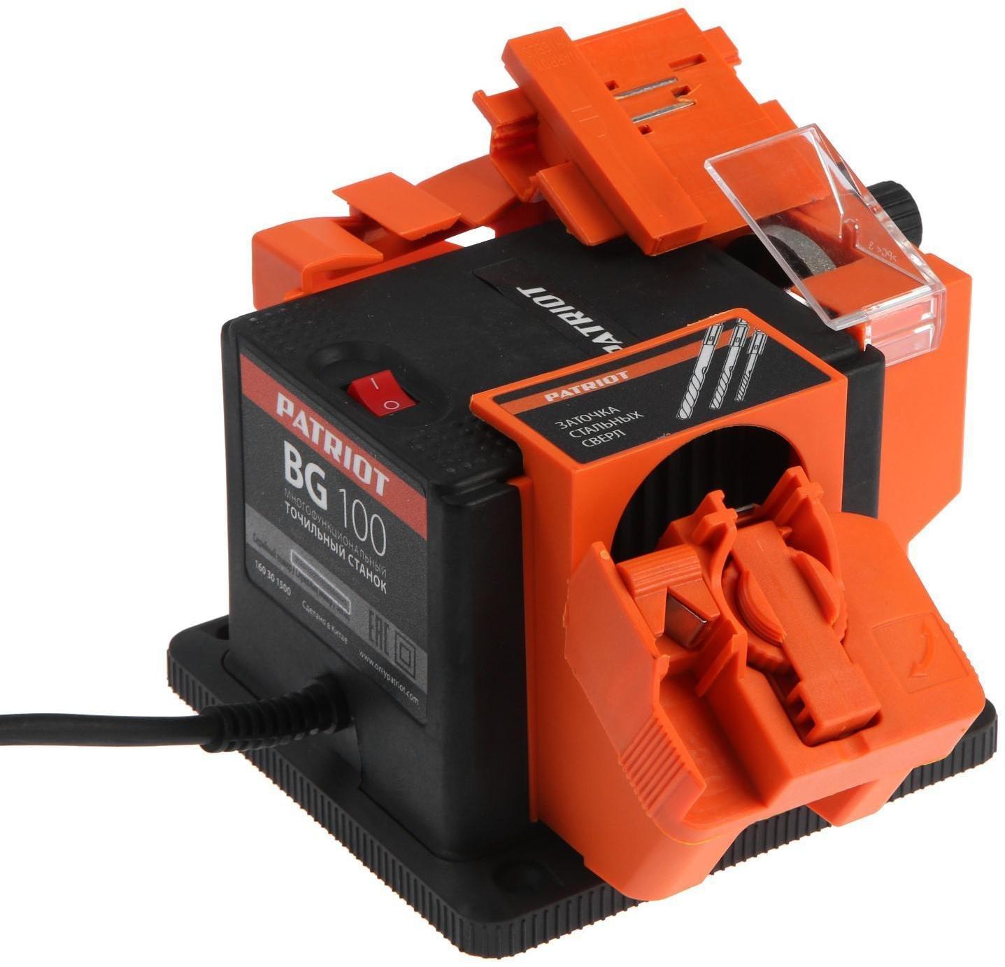 Станок заточной PATRIOT BG 100, 65 Вт, 6700 об/мин, для заточки сверл/ножей/ножниц/лезвий