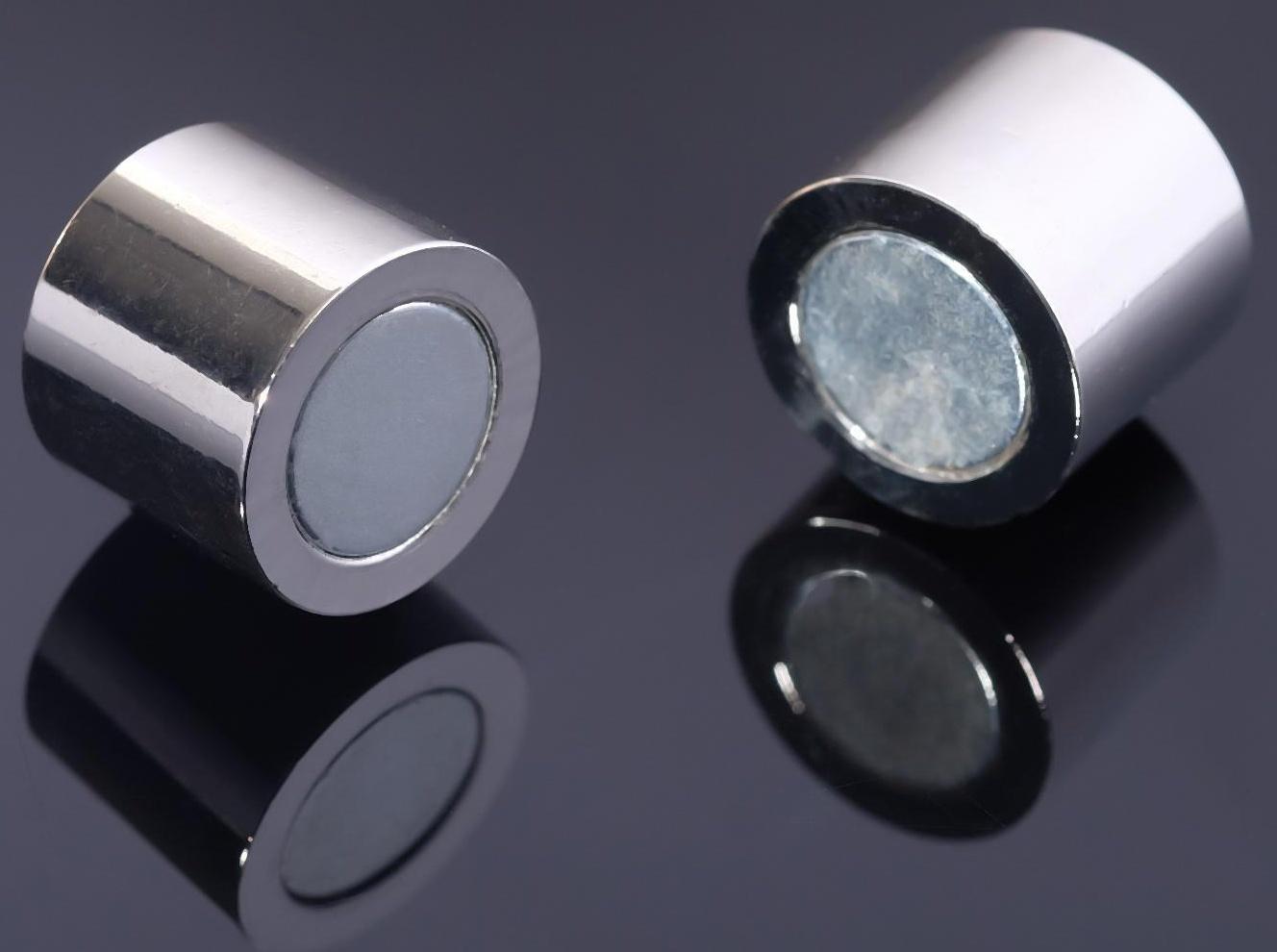 Замок-концевик магнитный, L=20мм, вн.D=12мм, (набор 2шт), цвет серебро