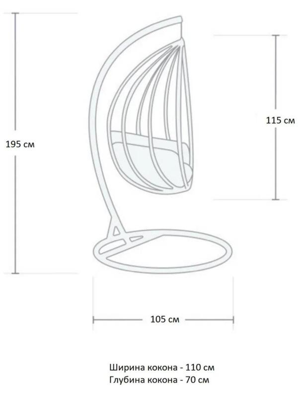 Подвесное кресло для двоих черное с красной подушкой