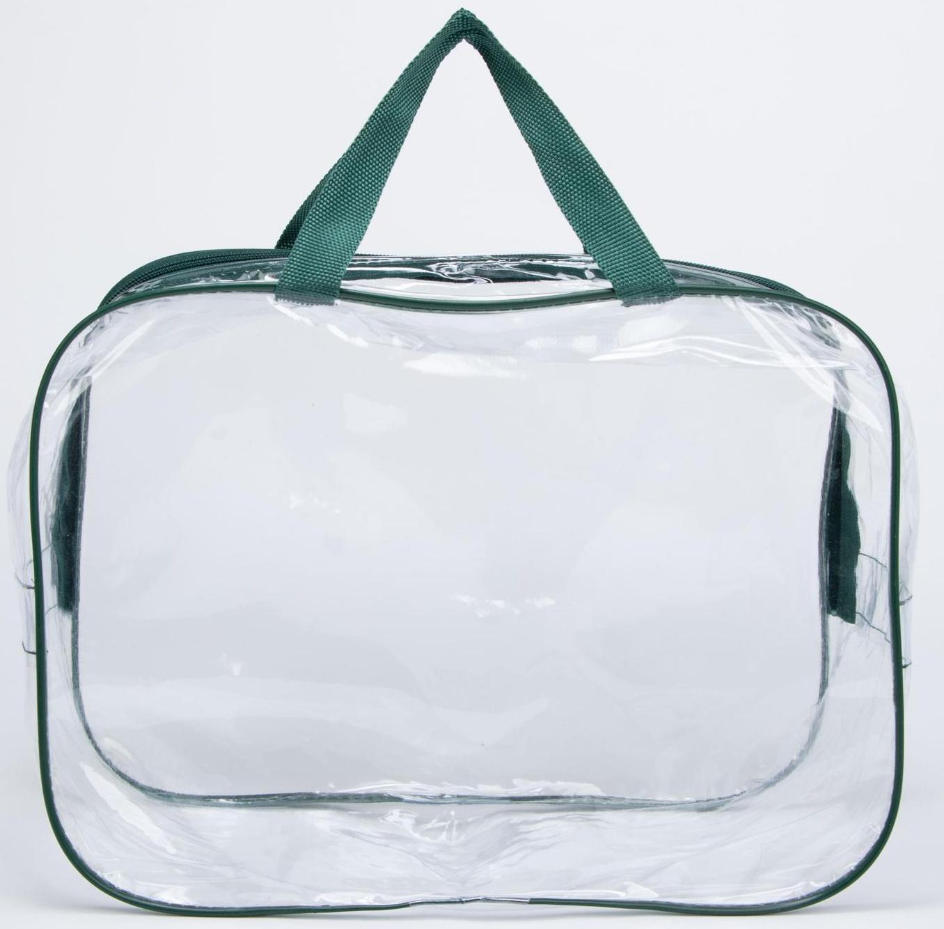Косметичка на молнии, цвет прозрачный/зелёный