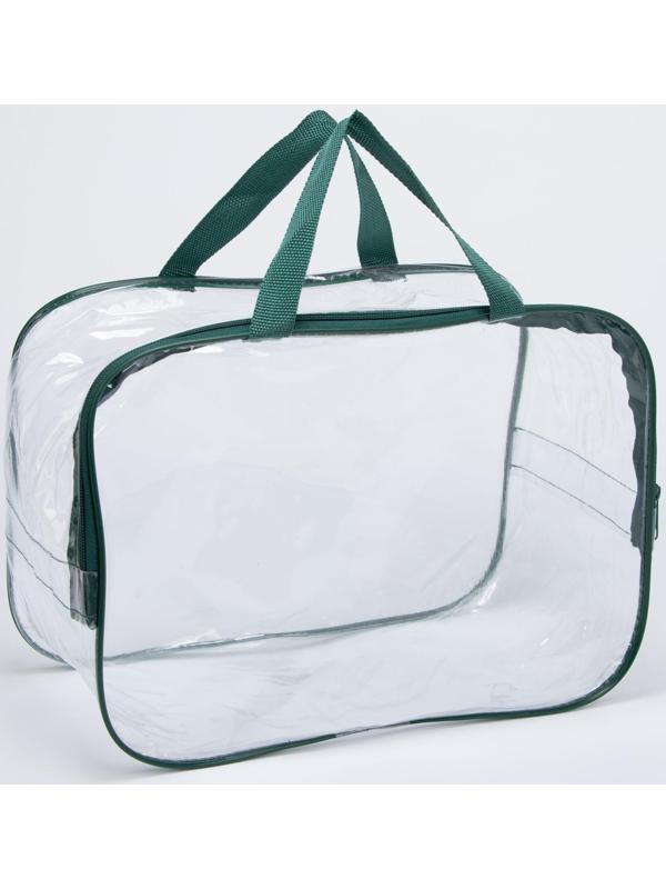 Косметичка на молнии, цвет прозрачный/зелёный