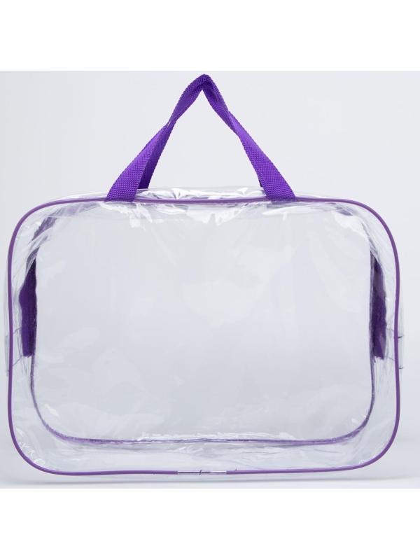 Косметичка на молнии, цвет прозрачный/фиолетовый