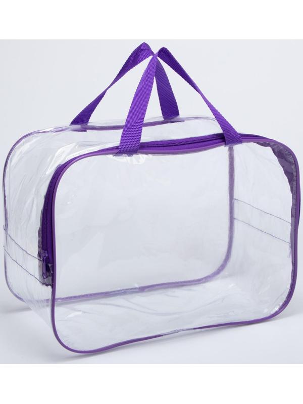 Косметичка на молнии, цвет прозрачный/фиолетовый