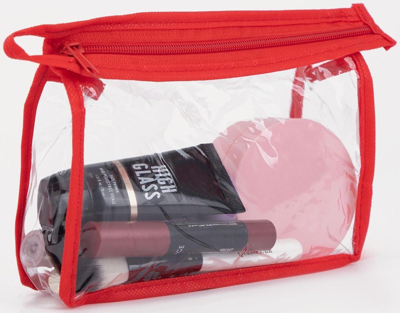 Косметичка на молнии, цвет красный