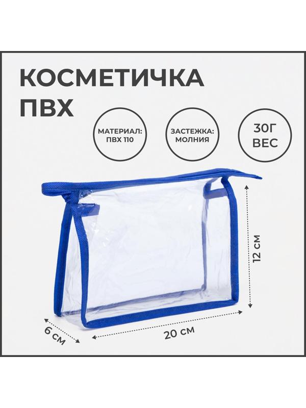 Косметичка на молнии, цвет синий