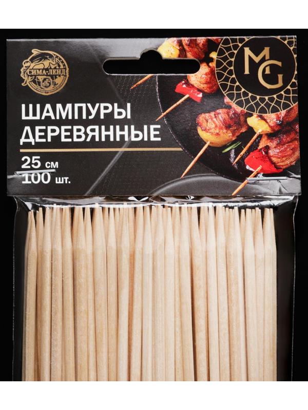 Шампур деревянный Magistro, 25×0,3 см, 100 шт, берёза