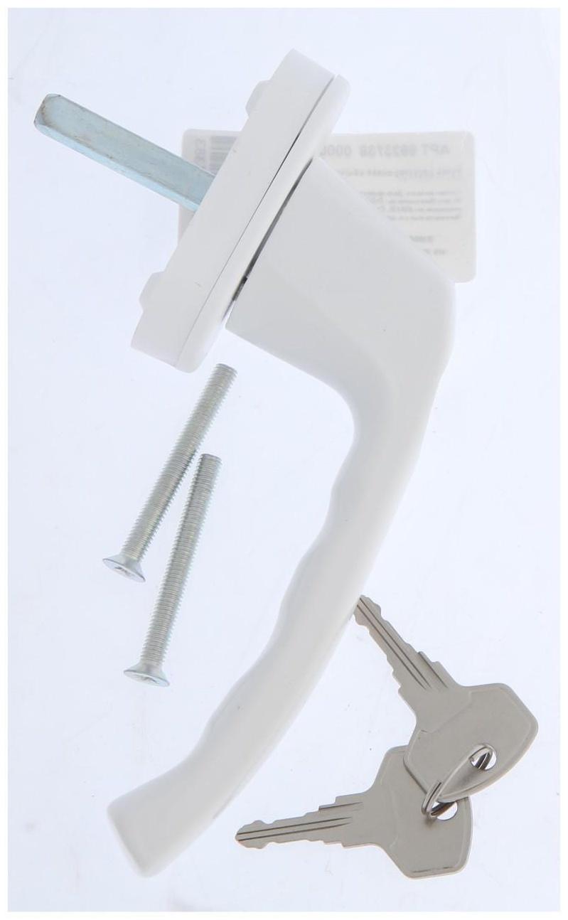 Ручка с замком, металл. 37мм WH038 Ral 9016, белая