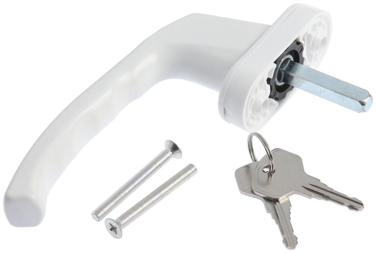 Ручка с замком, металл. 37мм WH038 Ral 9016, белая