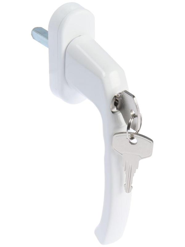 Ручка с замком, металл. 37мм WH038 Ral 9016, белая