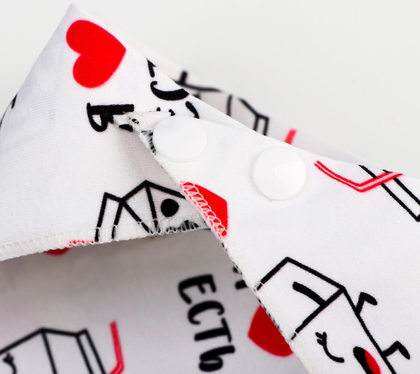 Нагрудник-бандана/слюнявчик для кормления «Я люблю есть» непромокаемый с прорезывателем, на кнопке, МИКС