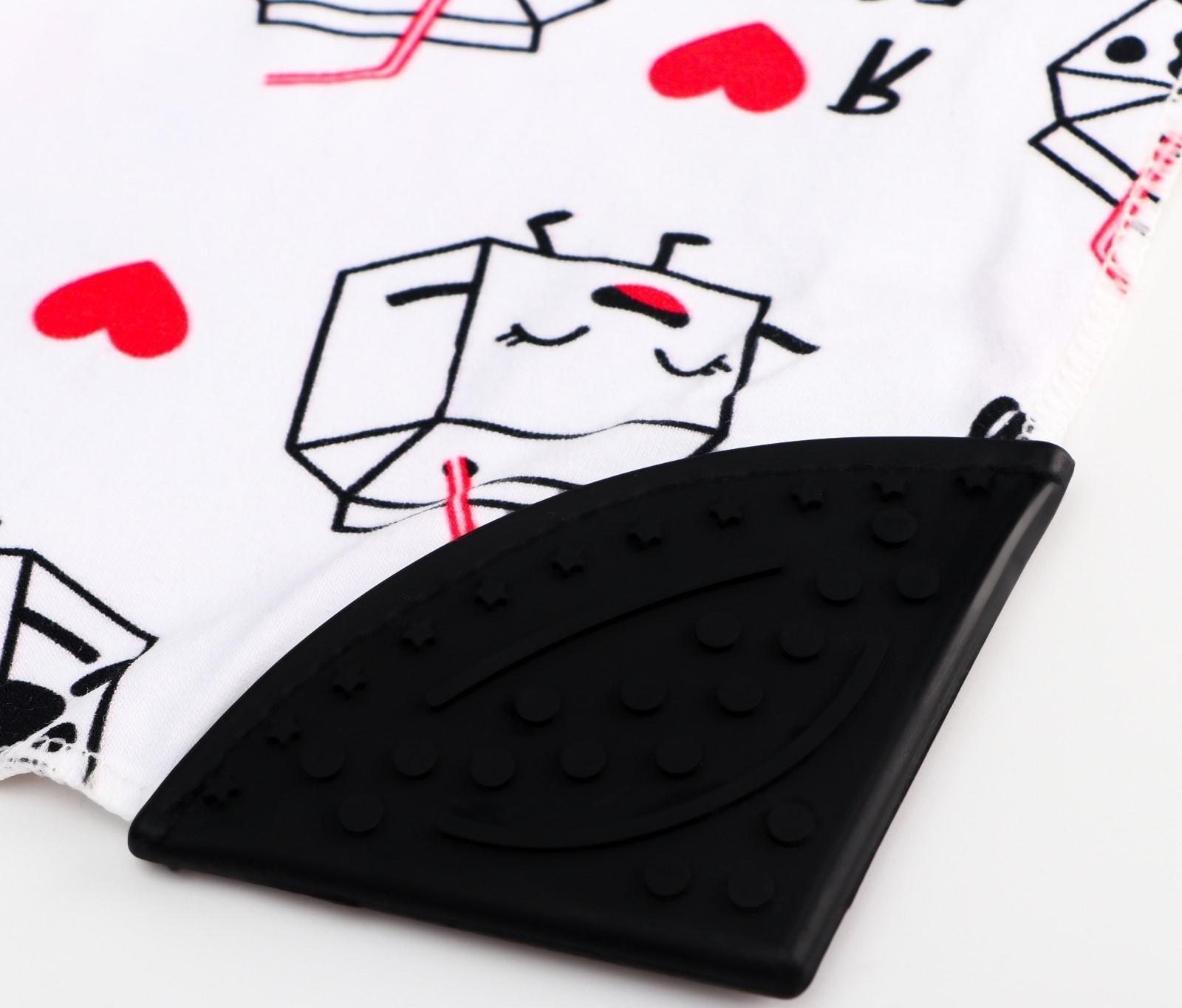 Нагрудник-бандана/слюнявчик для кормления «Я люблю есть» непромокаемый с прорезывателем, на кнопке, МИКС