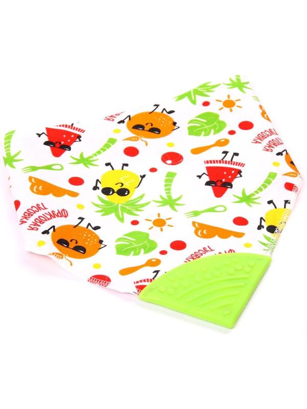 Нагрудник-бандана/слюнявчик для кормления «Я люблю есть» непромокаемый с прорезывателем, на кнопке, МИКС