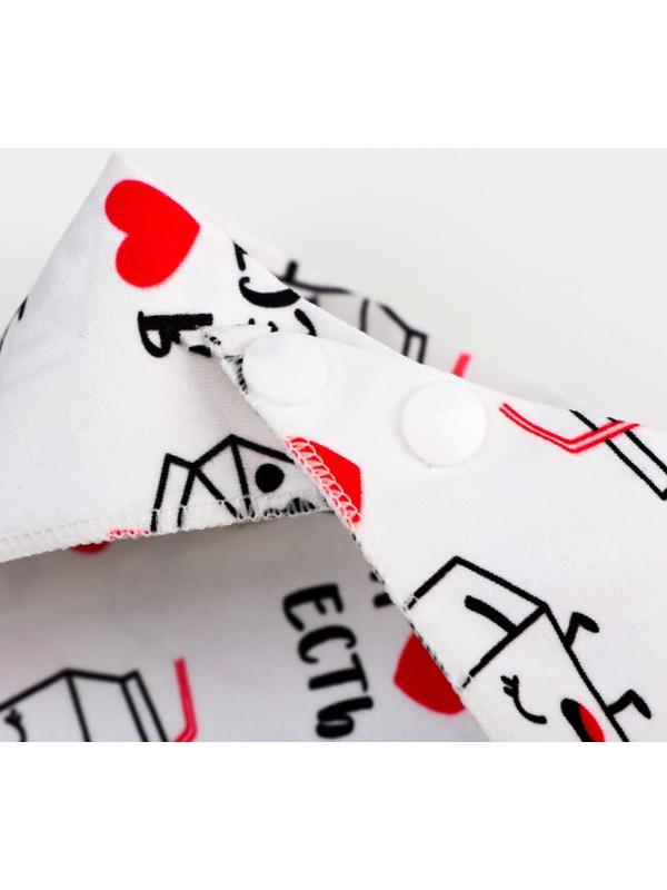 Нагрудник-бандана/слюнявчик для кормления «Я люблю есть» непромокаемый с прорезывателем, на кнопке, МИКС