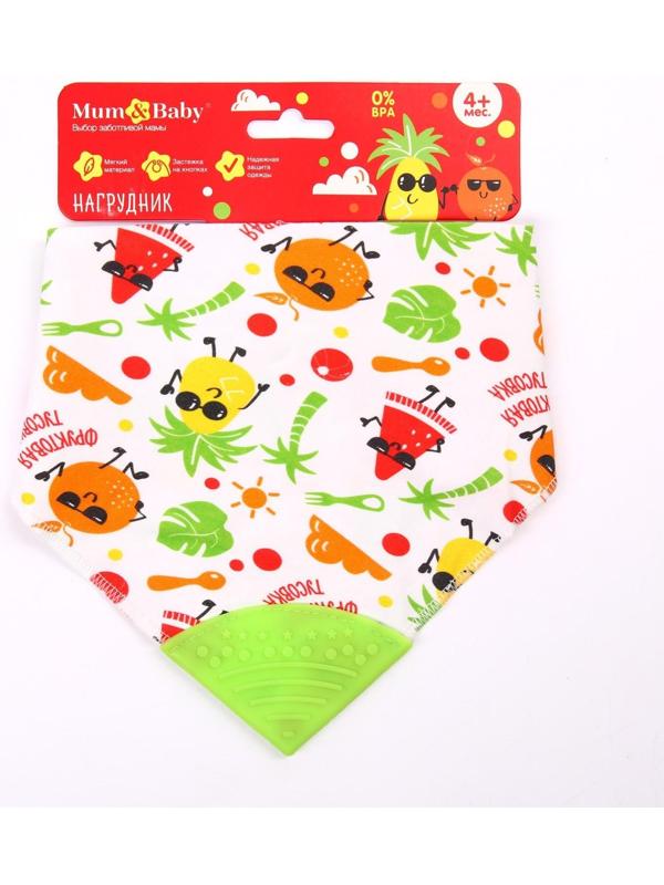 Нагрудник-бандана/слюнявчик для кормления «Я люблю есть» непромокаемый с прорезывателем, на кнопке, МИКС