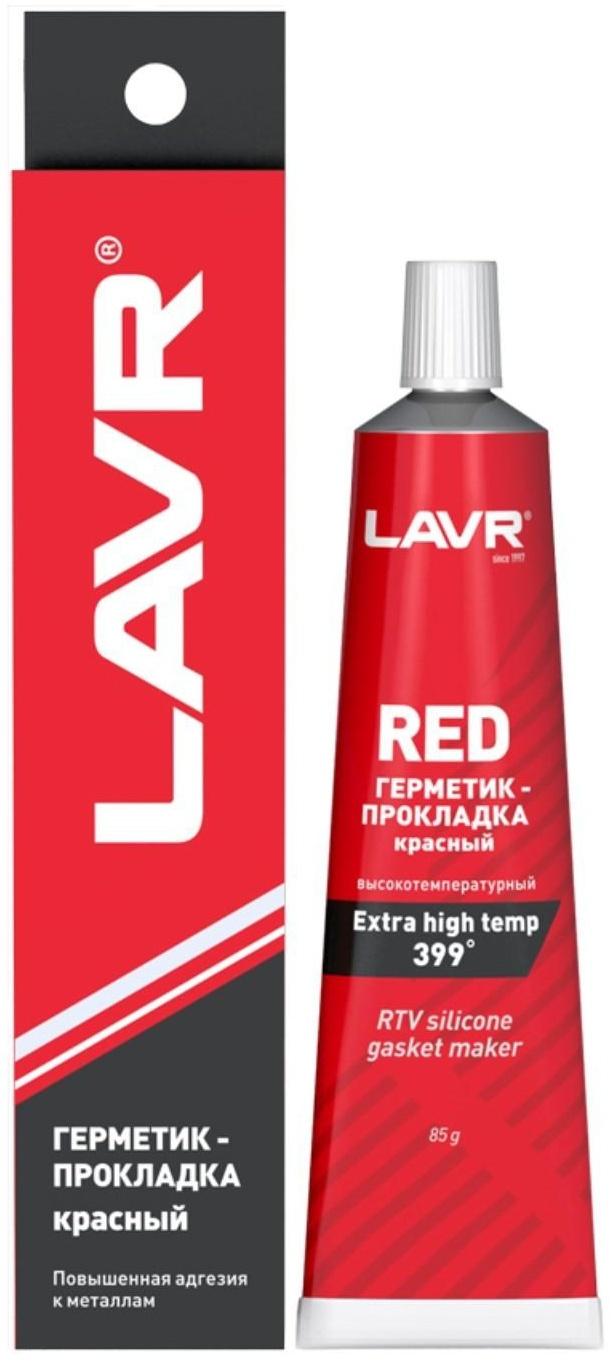 Герметик-прокладка LAVR RED RTV, красный, высокотемпературный, силиконовый, 85 г, Ln1737