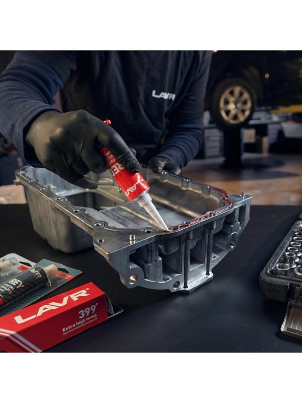 Герметик-прокладка LAVR RED RTV, красный, высокотемпературный, силиконовый, 85 г, Ln1737