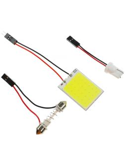 Автолампа светодиодная, 12 В, 24 SMD, два переходника, свет белый