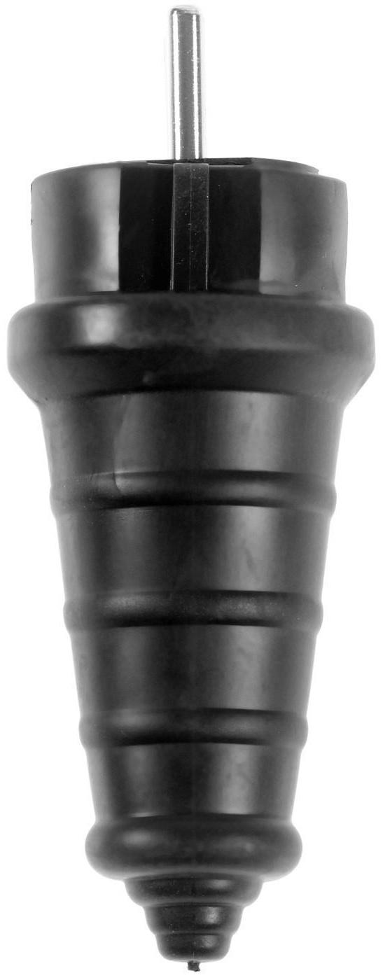 Вилка прямая, 16 А, 220 В, IP44, с з/к, каучук, черная