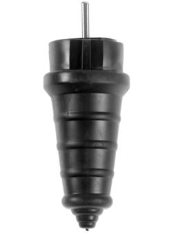 Вилка прямая, 16 А, 220 В, IP44, с з/к, каучук, черная