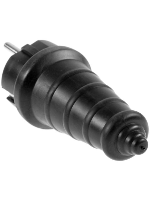 Вилка прямая, 16 А, 220 В, IP44, с з/к, каучук, черная