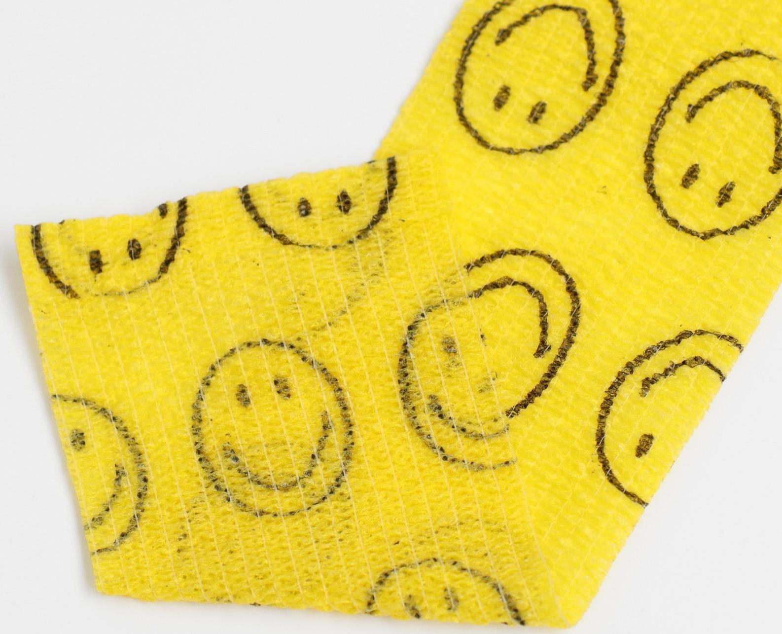 Бинт когезивный, 4,5м х 5см 1шт, эластичный (самофиксирующийся) желтый смайл, Вариант спорт