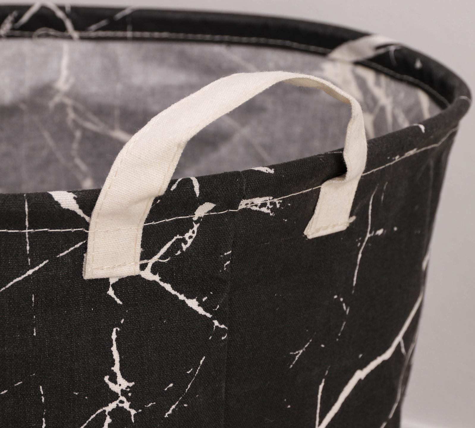 Корзина бельевая текстильная «Мрамор», 35×45 см, цвет чёрный