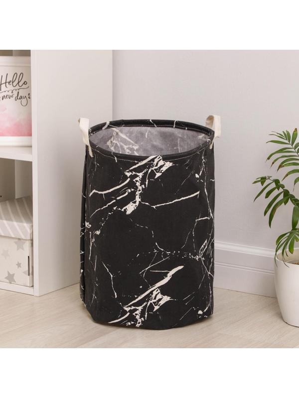 Корзина бельевая текстильная «Мрамор», 35×45 см, цвет чёрный