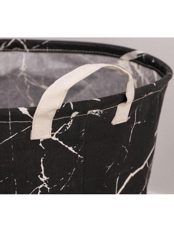 Корзина бельевая текстильная «Мрамор», 35×45 см, цвет чёрный