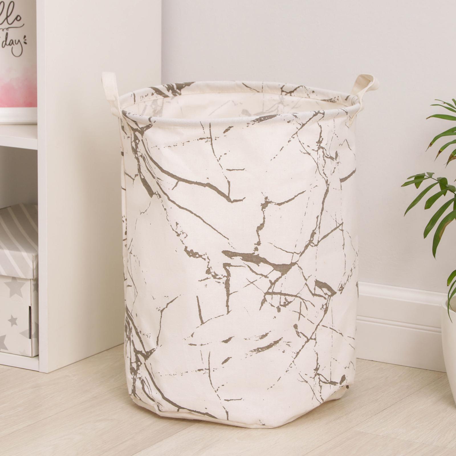 Корзина бельевая текстильная «Мрамор», 35×45 см, цвет белый