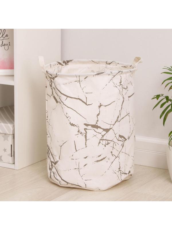 Корзина бельевая текстильная «Мрамор», 35×45 см, цвет белый