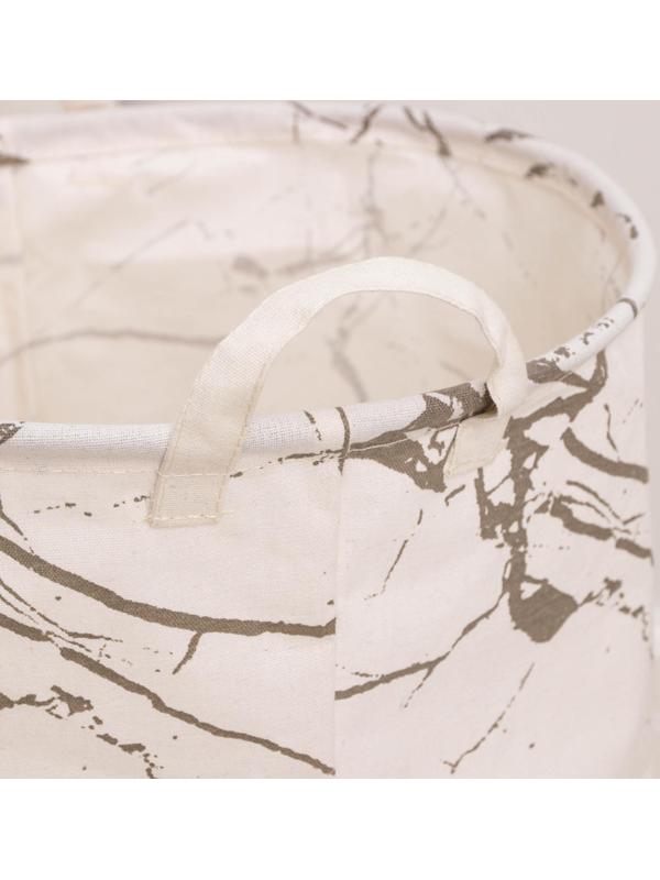 Корзина бельевая текстильная «Мрамор», 35×45 см, цвет белый