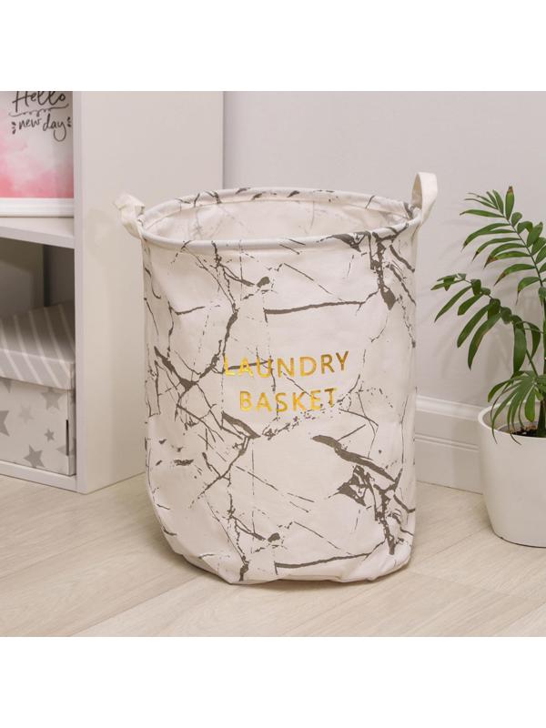 Корзина бельевая текстильная «Мрамор», 35×45 см, цвет белый