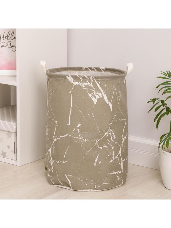 Корзина бельевая текстильная «Мрамор», 35×45 см, цвет бежевый