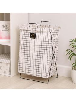 Корзина универсальная складная «Клетка», 40×26×50 см, цвет бело-чёрный