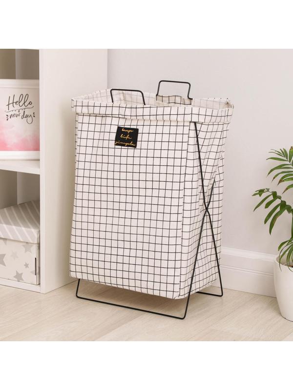 Корзина универсальная складная «Клетка», 40×26×50 см, цвет бело-чёрный