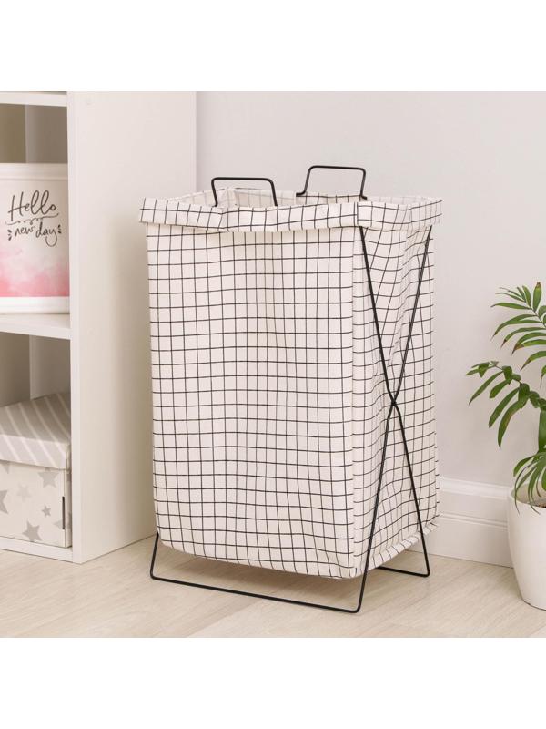 Корзина универсальная складная «Клетка», 40×26×50 см, цвет бело-чёрный