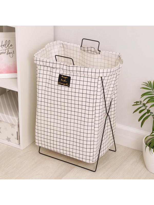 Корзина универсальная складная «Клетка», 40×26×50 см, цвет бело-чёрный