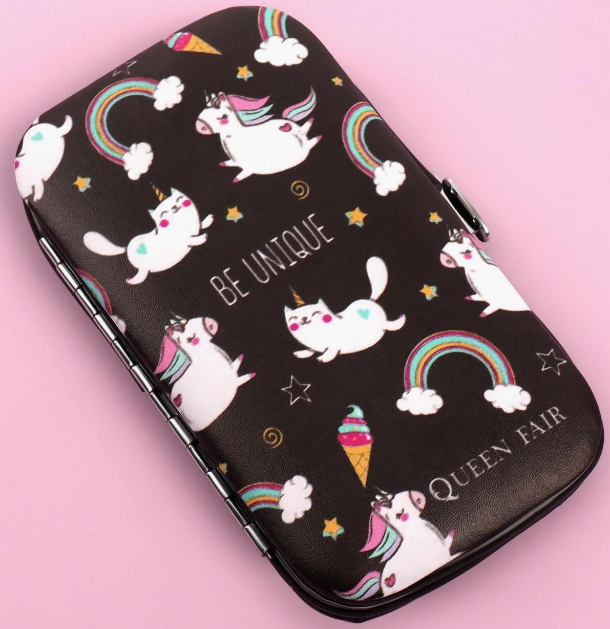 Набор маникюрный «Тренд», 6 предметов, в футляре, в PVC - чехле, цвет чёрный