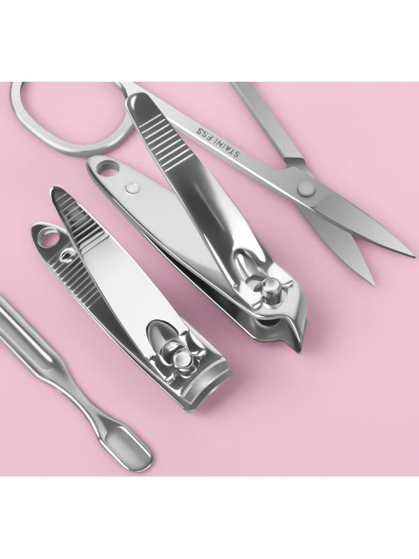 Набор маникюрный «Тренд», 6 предметов, в футляре, в PVC - чехле, цвет чёрный